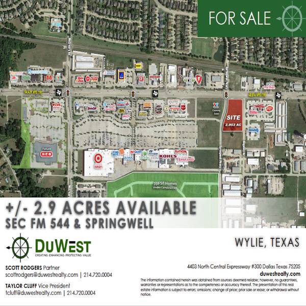 LAND FOR SALE - Wylie | FM 544 & Springwell — 3016 E Farm to Market Rd 544, Wylie, TX, 75098