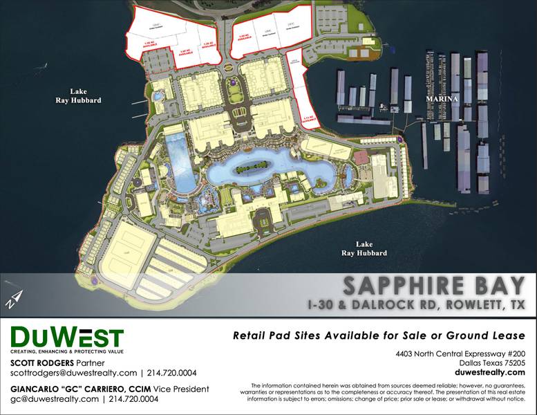Sapphire Bay Mixed Use Development | Pad Site Available Fronting I30 & Dalrock — 600 Cooke Dr, Rowlett, TX, 75088