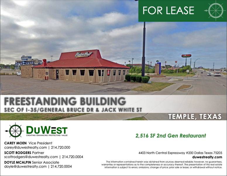Former Pizza Hut | 2,516 SF | Temple, Texas — 603 N General Bruce Drive, Temple, TX, 76504
