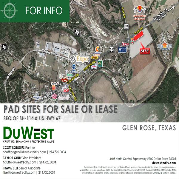 Glen Rose | Pad Site for Sale or Lease — SEQ of SH-121 & US Hwy 67, Glen Rose, TX