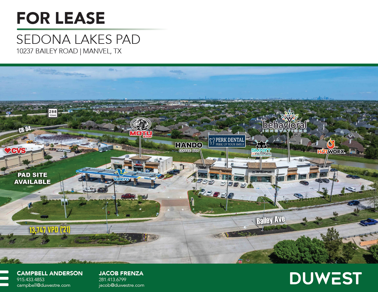 Sedona Lakes Plaza | Manvel, TX — 10237 Bailey Road, Manvel, TX, 77578