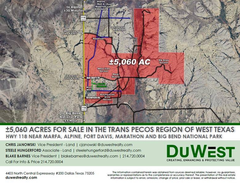 5,060 Acres For Sale In The Trans Pecos Region of West Texas — 49101 TX-118, Alpine, TX