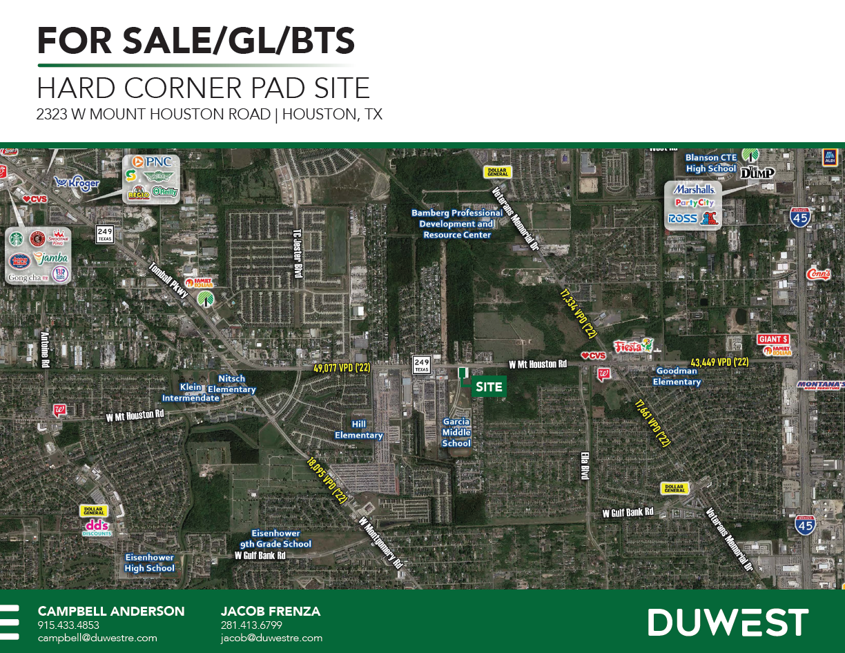 Hard Corner Pad Site - Highway 249 & Rosslyn | Houston, TX — 2323 W Mount Houston Road, Houston, TX, 77038