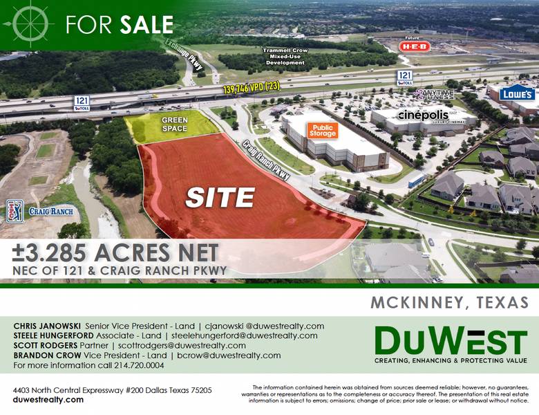 Land Overlooking TPC Craig Ranch, Hwy 121 — 7209 Craig Ranch Pkwy, McKinney, TX