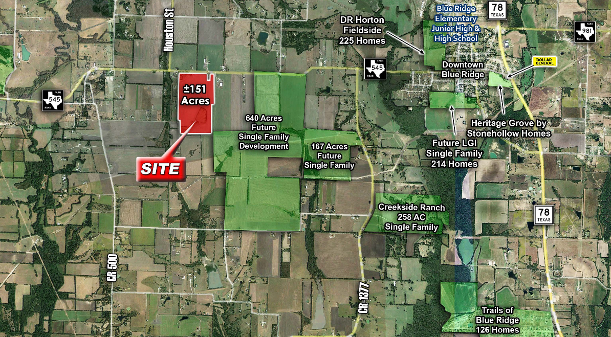 151 AC | South side of FM-545 — 8455 County Road 832, Blue Ridge, TX, 75424