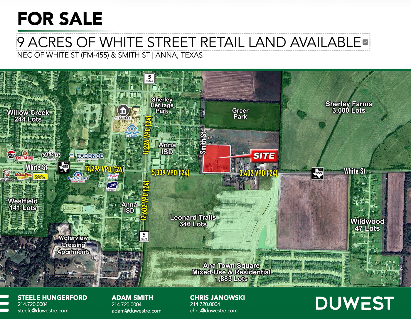 9 Acres of White Street Retail Land — NEC of White St & Smith St | Anna, TX, Anna, TX, 75409