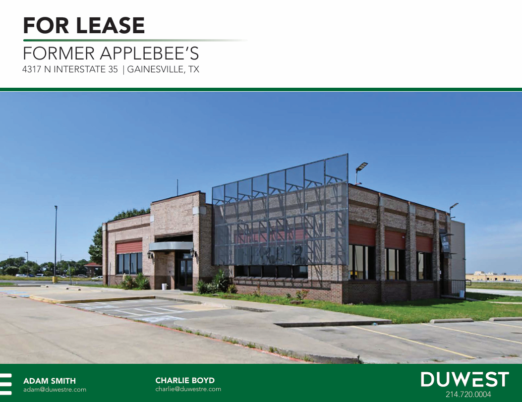 Former Applebee's | Gainesville TX — 4317 North Interstate 35, Gainesville, TX, 76240